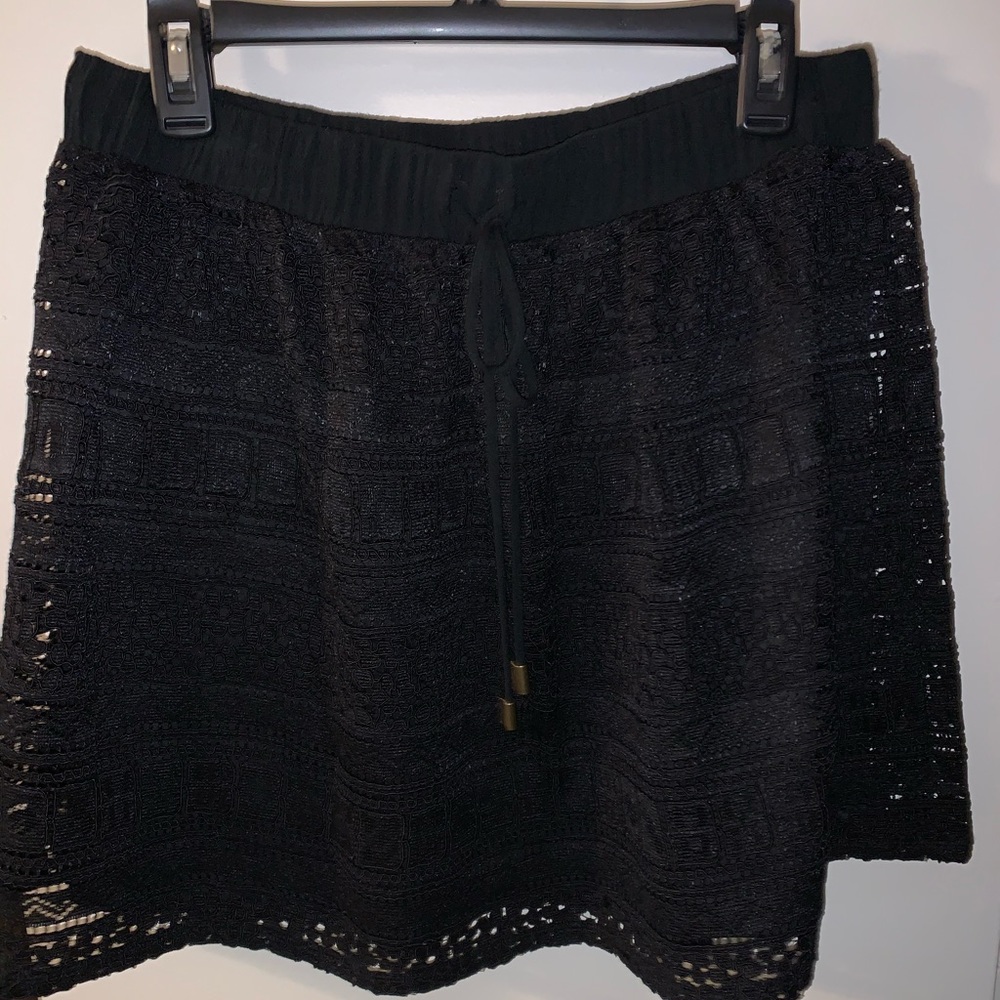 Black lace overlay stretch waist skirt size XL